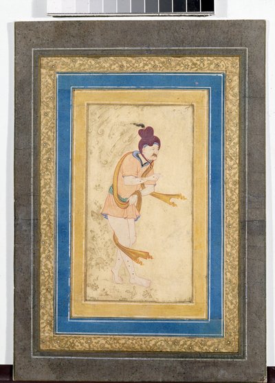 Porträtt av en iransk dervischmästare (iransk mästare Dervisch) - Målad miniatyr, akvarell, gouache och guld på kartong (14,8x7,9 cm), tidigt 1600-tal - State Hermitage, Sankt Petersburg (Ryssland) av School Iranian