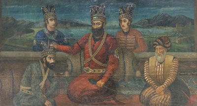 Kröningen av Mohammad Shah Gurkani av Nader Shah, Abolhassan (olja på duk) av School Iranian