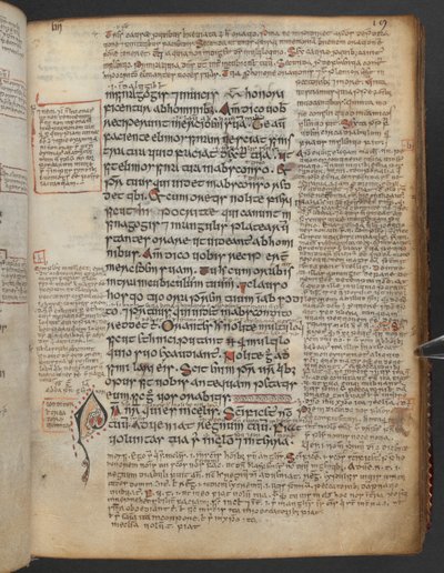 Harley 1802, f.19r, Dekorerad initial 