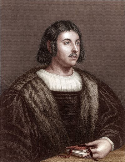 Giovanni Boccaccio (färggravyr) av School Italian