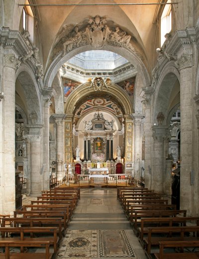 Interiörvy av basilikan Santa Maria del Popolo (interiörvy av kyrkan Santa Maria del Popolo) 1400- till 1600-talets Rom Italien av School Italian