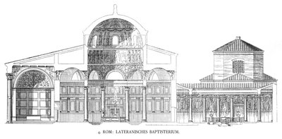 Planer för Lateran-baptisteriet (litho) av School Italian