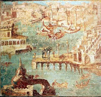 Port of Pozzuoli (Pozzuoli) nära Neapel. Museo Nazionale de Naples av School Italian