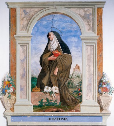 Representation av Camilla Battista da Varano (1458-1524) Anonym fresk. Camerino, klostret Santa Chiara, Italien av School Italian