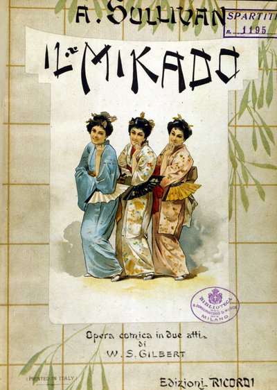 Partitur av ""Mikado"" av Gilbert och Sullivan. Bibl. från Musikkonservatoriet, Milano. av School Italian