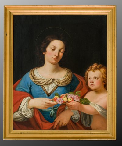 St. Dorothy (oljemålning på duk) av School Italian