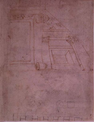 Fasadstudie (krita på papper) av School Italian