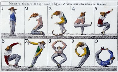 Konstigt sätt att uttrycka figurer med komiska ställningar - italiensk dok., n.d. av School Italian