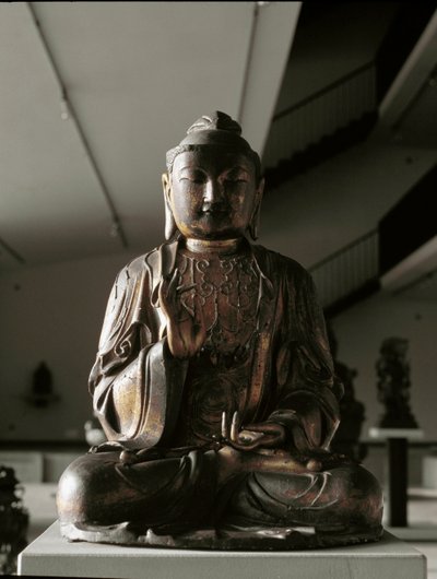 Buddha sittande i lalitasana-ställning - skulptur, Kamakura-perioden (1185-1333) av Japanese School