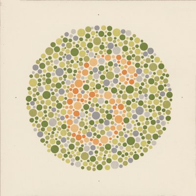 Ishihara färgtest för att upptäcka färgblindhet. (färglitografi) av School Japanese