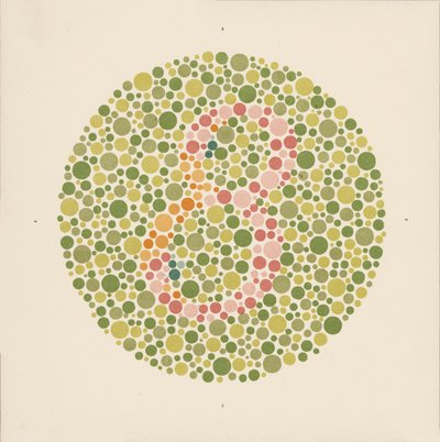 Ishihara färgtest för att upptäcka färgblindhet. (färglitografi) av School Japanese