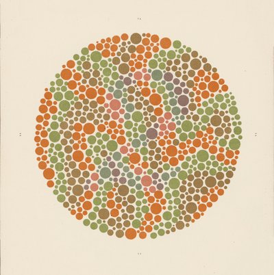 Ishihara färgtest för att upptäcka färgblindhet. (färglitografi) av School Japanese