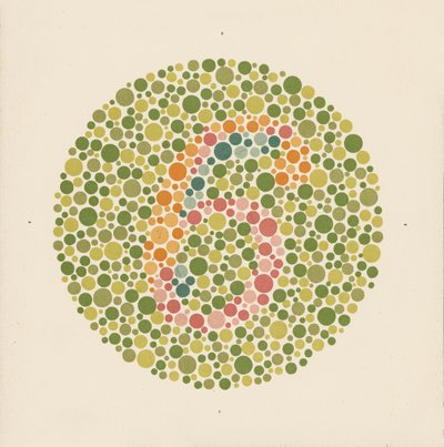 Ishihara färgtest för att upptäcka färgblindhet. (färglitografi) av School Japanese