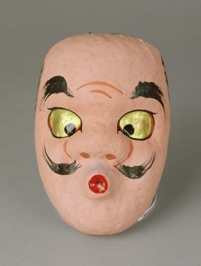 Mask av en gammal man som försöker vissla, japanska av Japanese School