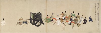Illustrerad berättelse om inbördeskriget, The Imperial Visit to Rokuhara (Illustrerad berättelse om inbördeskriget, The Imperial Visit to Rokuhara) - Anonymt verk, akvarell och tusch på papper, femte rulle av School Japanese