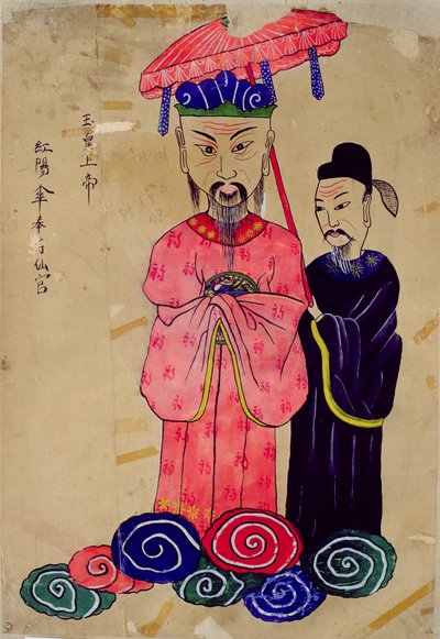 En koreansk gudom eller "Okhwangsangje" (naturligt pigment på papper) av School Korean