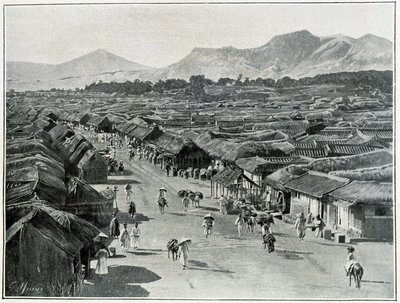 Utsikt över huvudgatan i Seoul, Koreas huvudstad på 1800-talet av School Korean