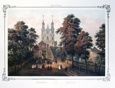 Vilnius omgivning: Kalvarija kyrka, från "A Book of Vilnius", av Jonas Kasimieras Vilcinskis av School Lithuanian