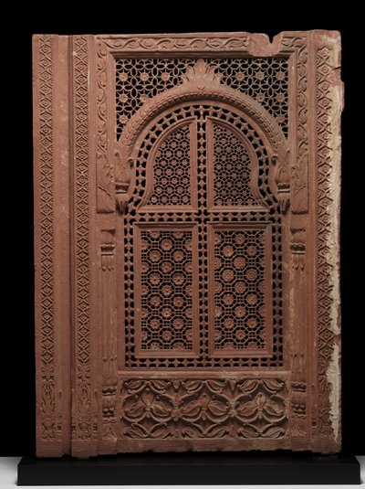 Ett par Jali-skärmar, ca 1700-talet (sandsten) av School Mughal