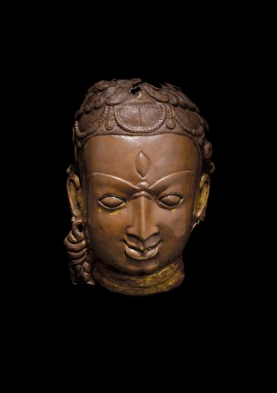 Repouse mask of Shiva, ca 1000-talet (koppar) av School Nepalese