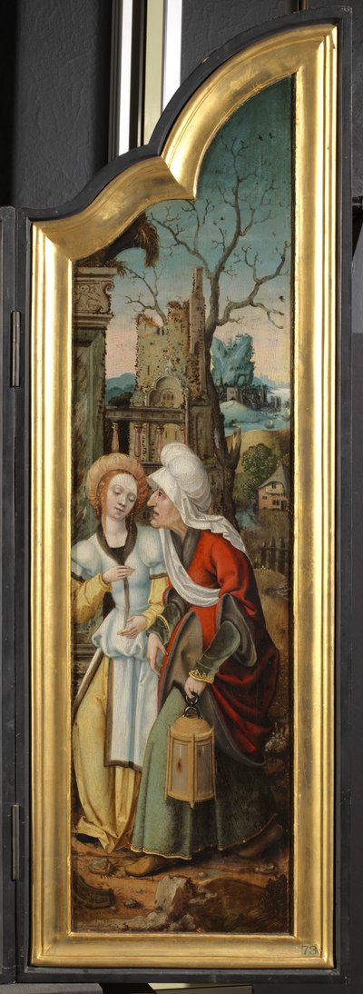 Tillbedjan av herdarna (vänster panel av en triptyk) av School Netherlandish