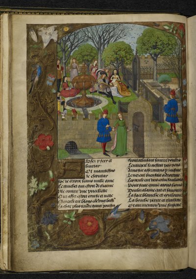 Harley 4425 f. 12v Garden of Pleasure (vellum) av School Netherlandish