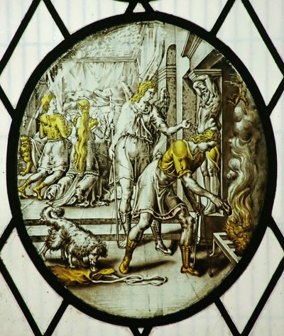 Roundel: Tobias bränner fiskens lever (målat glas) av School Netherlandish