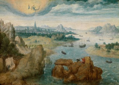 St John på Patmos (olja på panel) av School Netherlandish