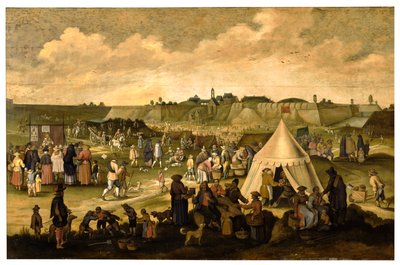 Spanjorernas slott i Antwerpen (olja på panel) av School Netherlandish