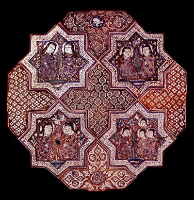 Persisk konst: fragment av en väggfajanspanel, från Damghan. Washington. Konstmuseum av School Persian