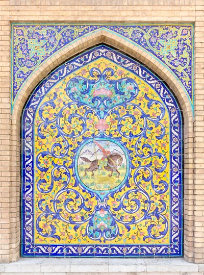 Kakelarbeten i Golestan-palatset, Teheran, Iran (foto) av School Qajar