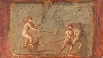 Amor i en vagn, Herculaneum av School Roman