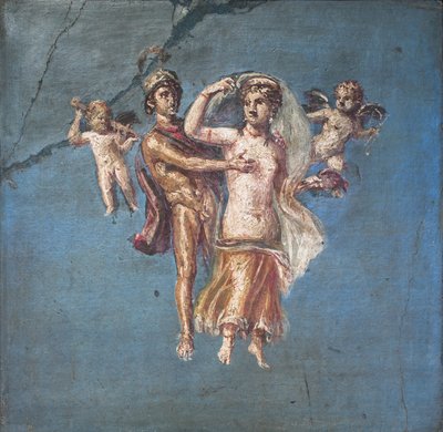 Mars och Venus på blå bakgrund, Herculaneum av School Roman