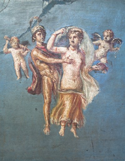 Mars och Venus på blå bakgrund, Herculaneum av School Roman