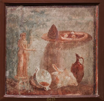 Staty av Dionysos, gethuvud och frukt, Herculaneum av School Roman