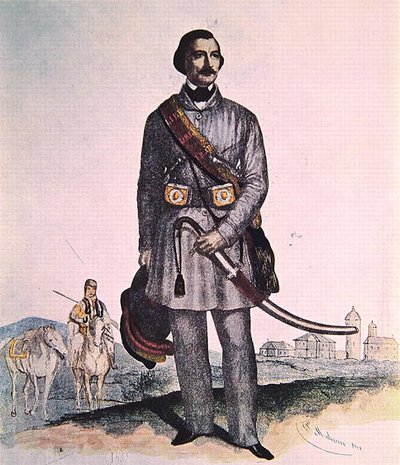 General Gheorghe Magheru (färg litho) av School Romanian