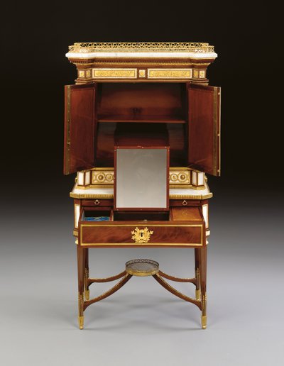 En rysk ormolu-monterad vit marmor och mahogny bonheur du jour, c.1790 (ormolu, marmor & mahogny) av School Russian