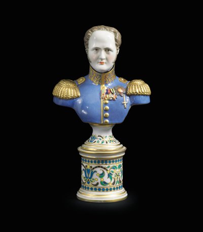 En byst i porslin av kejsar Alexander I, ca. 1825-1850 (porslin) av School Russian