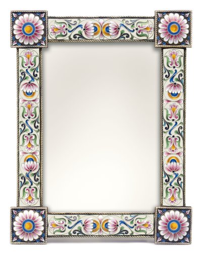 En fotoram av silverförgylld och emalj i cloisonne, ca. 1900 (förgylld silver, cloisonne-emalj) av School Russian