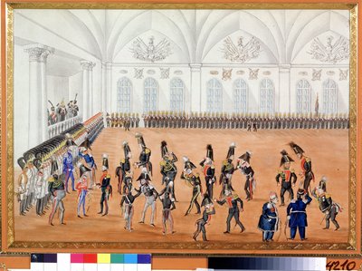Vaktparaden. Anonym målning. Akvarell på papper, ca 1820. Rysk konst, satir. A. Pushkin Memorial Museum, Sankt Petersburg. av School Russian