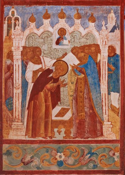 Monastisk invigning av den helige Abraham av Rostov av School Russian