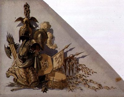 Neo-Classical Trophies of Arms: Europe, c.1825 (akvarell på papper) av School Russian