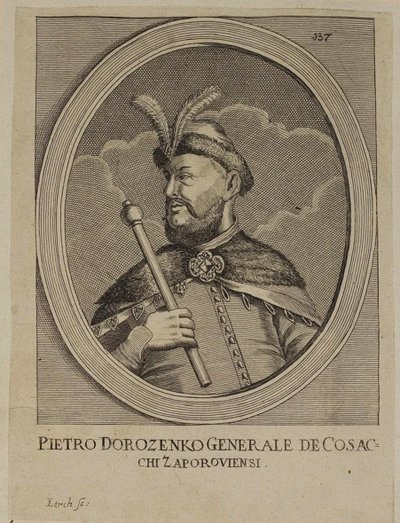 Petro Dorofeevich Doroshenko, Netman från Right-Bank Ukraine (gravyr) av School Russian