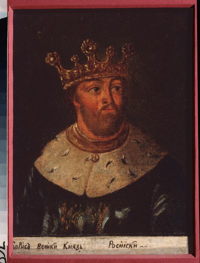 Porträtt av tsar Boris Fedorovitch Godunov av Ryssland (1552-1605). Målning av en rysk mästare, olja på duk av School Russian
