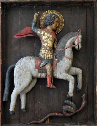 Rysk ikon: Sankt Georg och draken. Trä, tempera av School Russian