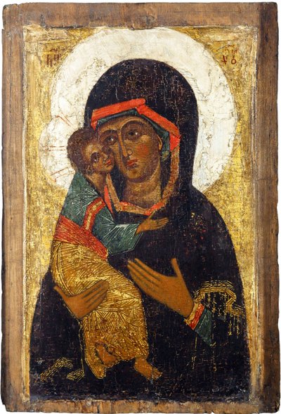 Rysk ikon: Jungfrun av Vladimir. Tempera på panel, första hälften av 1400-talet, Museum of History and Art, Suzdal av School Russian