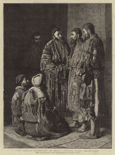 Den ryska expeditionen till Khiva, "Centralasiatiska politiker" (gravyr) av School Russian