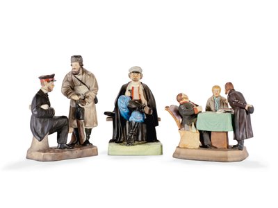 Tre porslinsfigurgrupper av Gardner Porslinsfabrik, sent 1800-tal (porslin) av School Russian