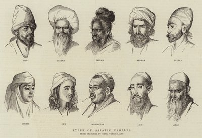 Typer av asiatiska folk (gravyr) av School Russian