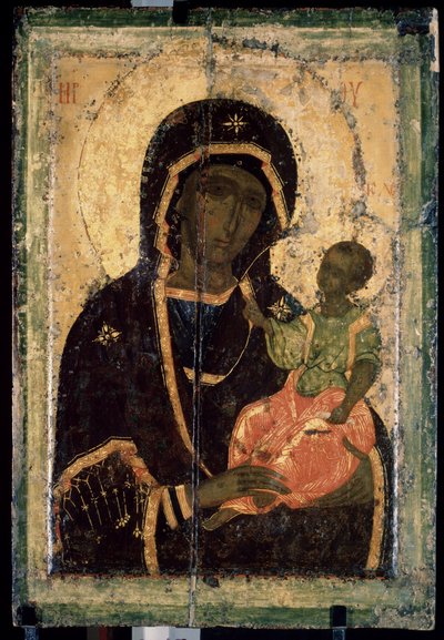 ""Jungfru Hodegetria (Hodigitria)"" Rysk ikon. Måla på trä. cirka 1360. Statens Tretjakovgalleri, Moskva av School Russian
